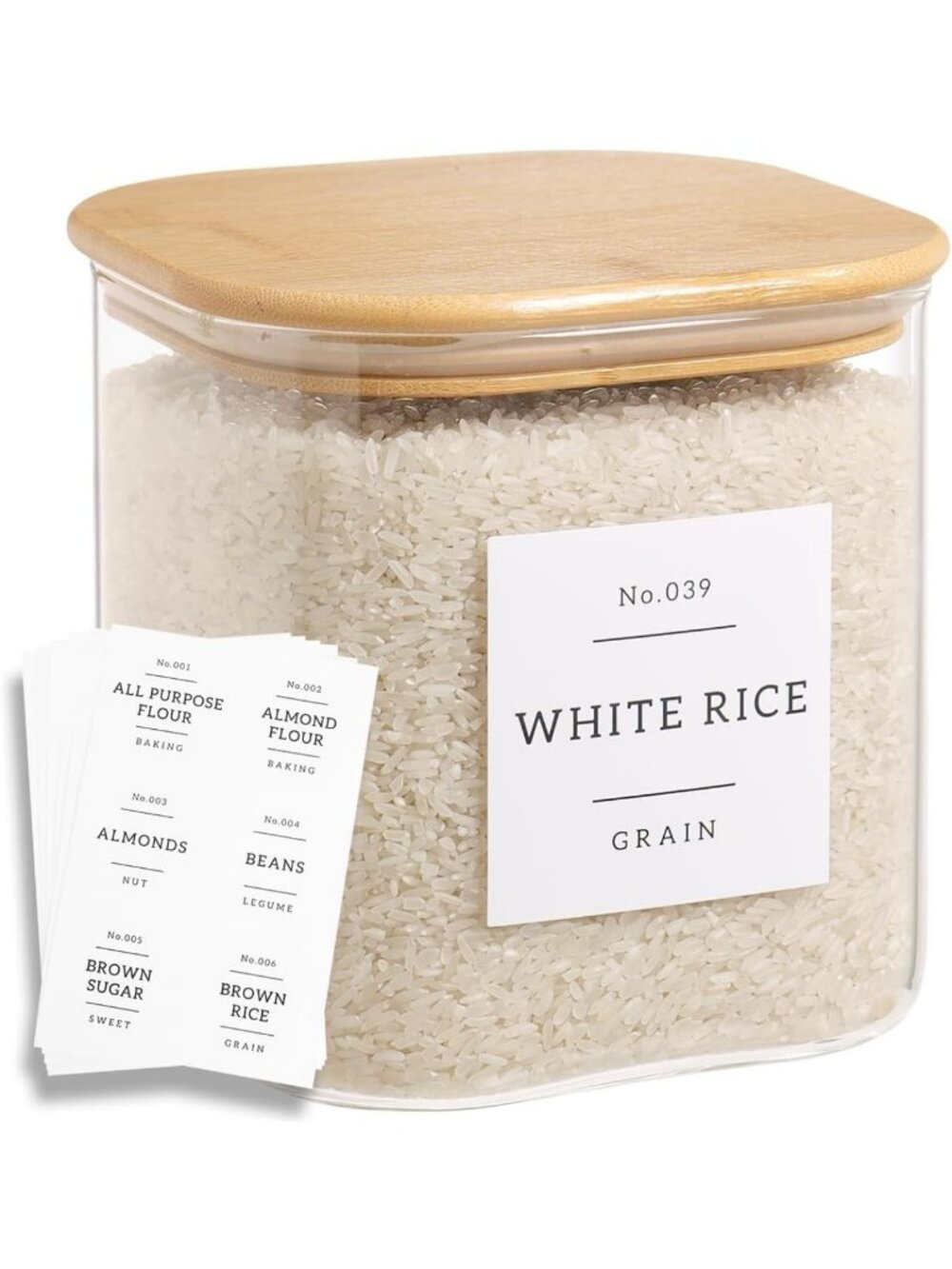 Large Glass Food Storage Containers with Airtight Lids & 42 Pantry Labels - 85